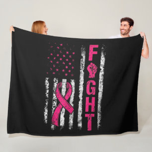 Breast Cancer Awareness USA Flag Fleece Blanket