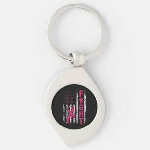 Breast Cancer Awareness USA Flag Keychain