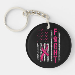 Breast Cancer Awareness USA Flag Keychain