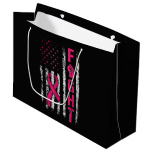 Breast Cancer Awareness USA Flag Large Gift Bag