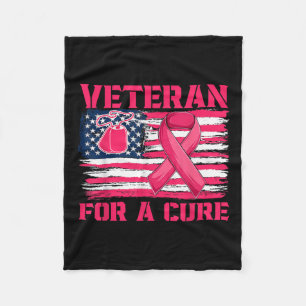 Breast Cancer Awareness Veteran For A Cure America Fleece Blanket