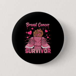 Breast Cancer Awareness Warrior Black Women Melani 2 Inch Round Button