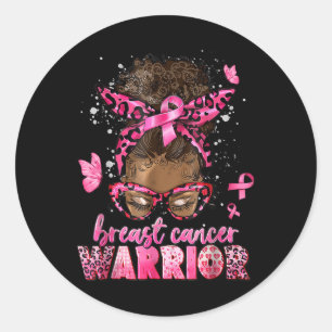 Breast Cancer Awareness Warrior Black Women Melani Classic Round Sticker