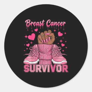 Breast Cancer Awareness Warrior Black Women Melani Classic Round Sticker
