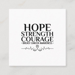 breast cancer awareness with a ribbon and a quote. square business card