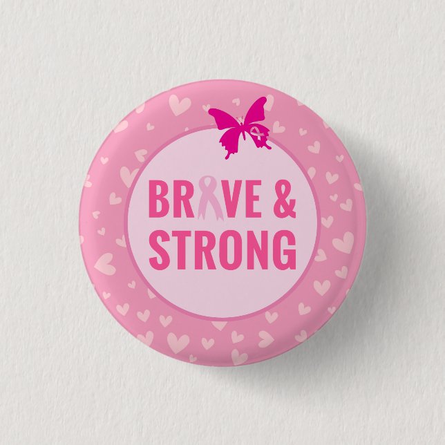 Breast Cancer Awareness with Pink Ribbon   1 Inch Round Button (Front)
