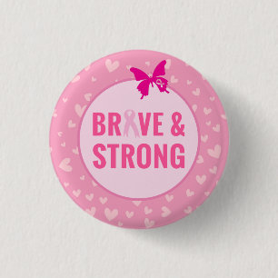 Breast Cancer Awareness with Pink Ribbon   1 Inch Round Button