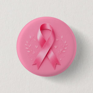 Breast Cancer Awareness with Pink Ribbon 1 Inch Round Button
