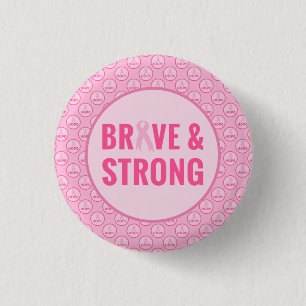 Breast Cancer Awareness with Pink Ribbon 1 Inch Round Button