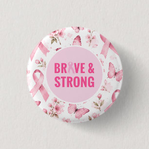 Breast Cancer Awareness with Pink Ribbon 1 Inch Round Button