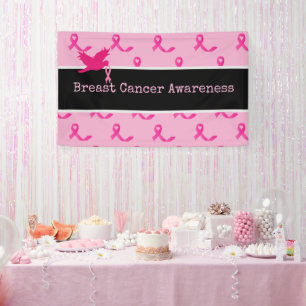 Breast Cancer Awareness with Pink Ribbon   Banner