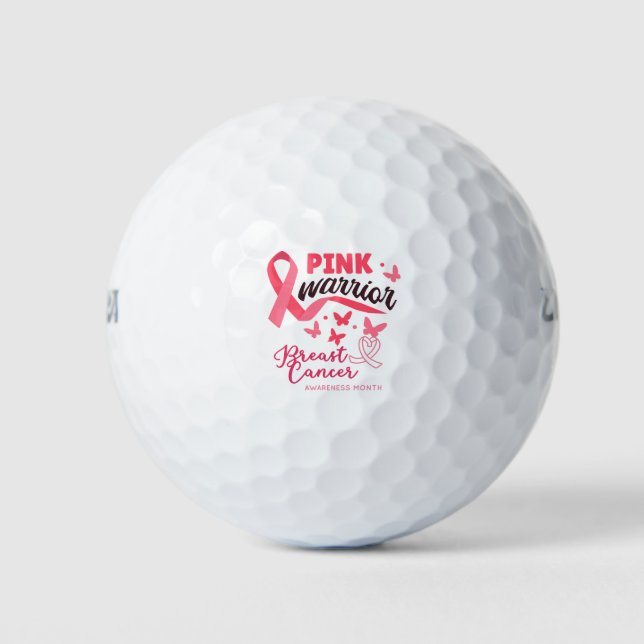 Breast Cancer Awareness with Pink Ribbon  Golf Balls (Front)