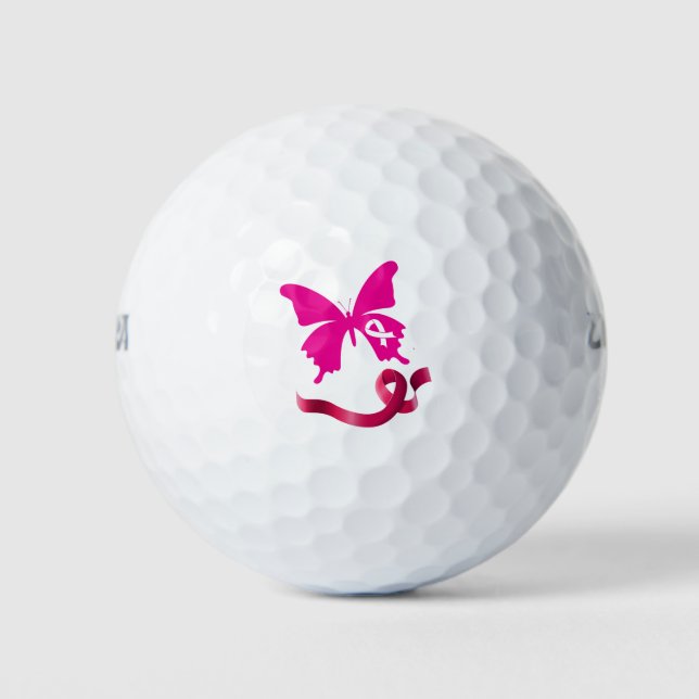 Breast Cancer Awareness with Pink Ribbon   Golf Balls (Front)