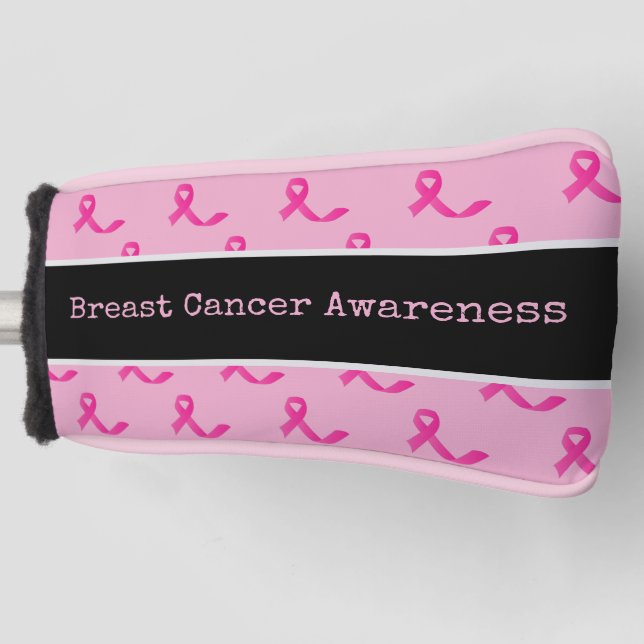 Breast Cancer Awareness with Pink Ribbon  Golf Head Cover (Front)