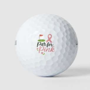 Breast Cancer Awareness with Pink ribbon  Heart Golf Balls