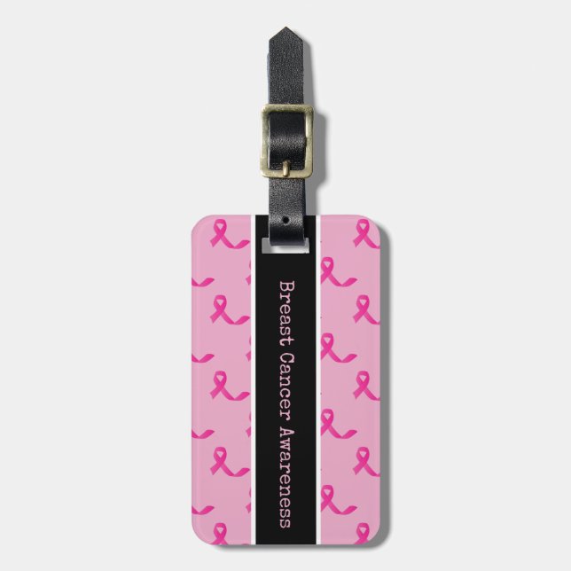 Breast Cancer Awareness with Pink Ribbon  Luggage Tag (Front Vertical)