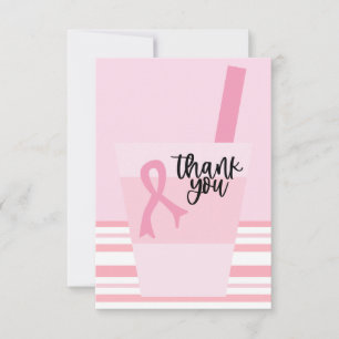 Breast Cancer Awareness with Pink Ribbon  Thank You Card
