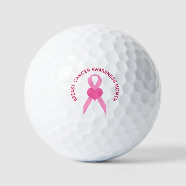 Breast Cancer Awareness with Pink Ribbon theme Golf Balls (Front)