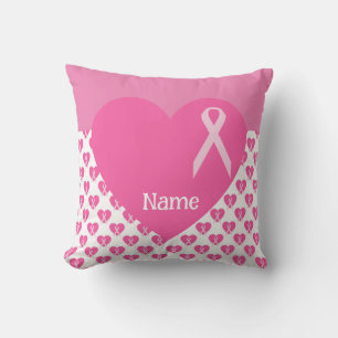 Breast Cancer Awareness with Pink Ribbon Throw Pillow