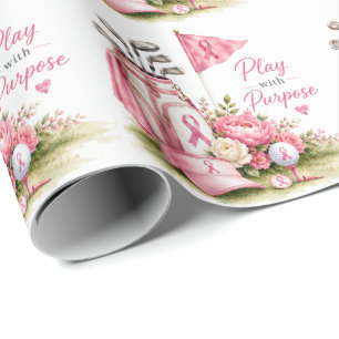 Breast Cancer Awareness with Pink ribbon   Wrapping Paper