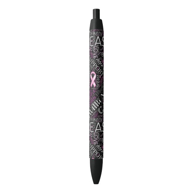 Breast Cancer Awareness Word Cloud ID261 Blue Ink Pen (Front Vertical)