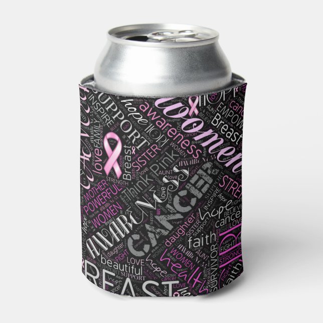 Breast Cancer Awareness Word Cloud ID261 Can Cooler (Can Front)