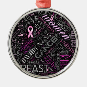 Breast Cancer Awareness Word Cloud ID261 Metal Ornament