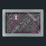 Breast Cancer Awareness Word Cloud ID261 Rectangular Belt Buckle<br><div class="desc">Share an important message with this classy belt buckle design that features a Breast Cancer Awareness word cloud. Some of the words included are: Hope, Love, Believe, Faith, Courage, Awareness, Sister, Mother, Daughter, Aunt, Grandmother, Powerful, with pink Breast Cancer Awareness ribbons throughout. Ideal to for use during awareness month, charitable...</div>