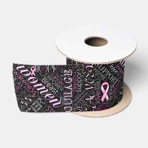 Breast Cancer Awareness Word Cloud ID261 Satin Ribbon