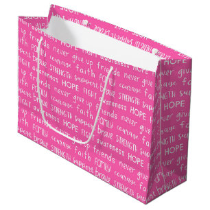 Breast Cancer Awareness Word Pattern Large Gift Bag