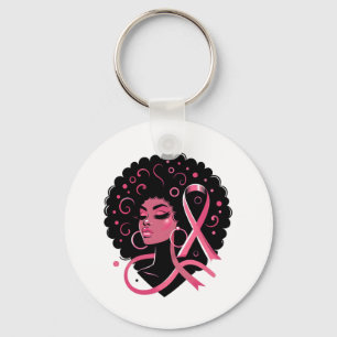 Breast Cancer Black African American Women Support Keychain