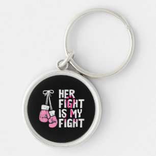 Breast Cancer Boxing Gloves Her Fight My Fight Wom Keychain
