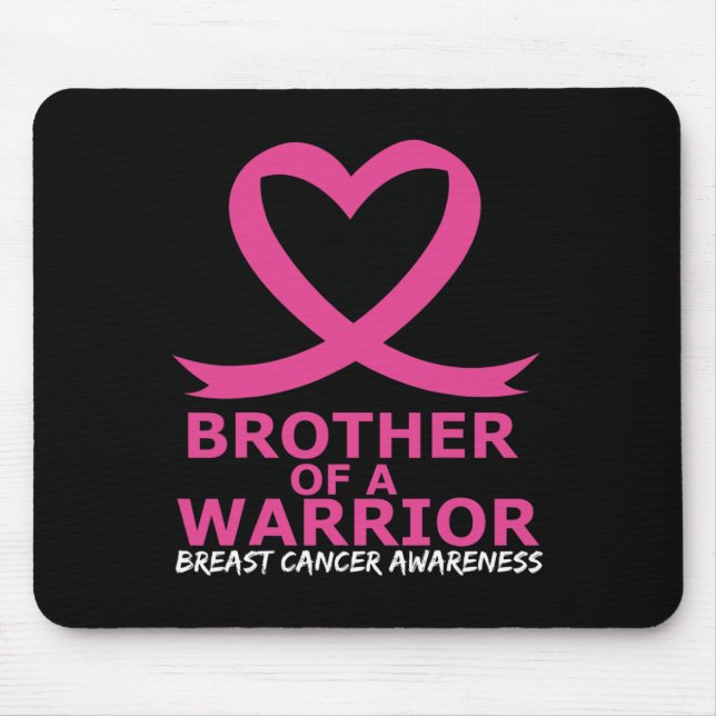 Breast Cancer Brother Of A Warrior Pink Heart Ribb Mouse Pad (Front)