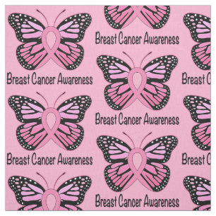 Breast Cancer Butterfly Ribbon of Hope Fabric
