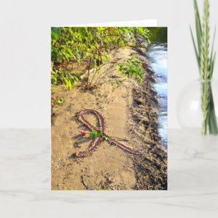 Breast Cancer Card-Pink Ribbon in Sand Card
