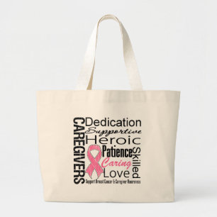 Breast Cancer Caregivers Collage Large Tote Bag