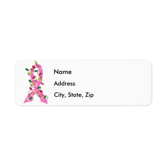 Breast Cancer Christmas Lights Ribbon Return Address Label