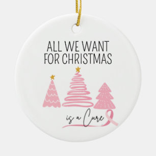 Breast Cancer Christmas ornament, cure cancer Ceramic Ornament