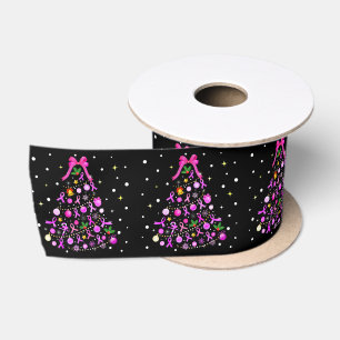 Breast Cancer Christmas Tree Satin Ribbon