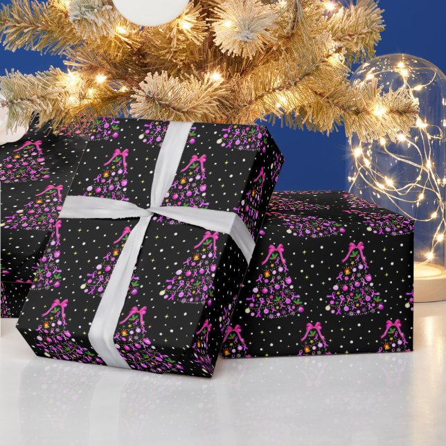 Breast Cancer Christmas Tree Wrapping Paper (Holidays)
