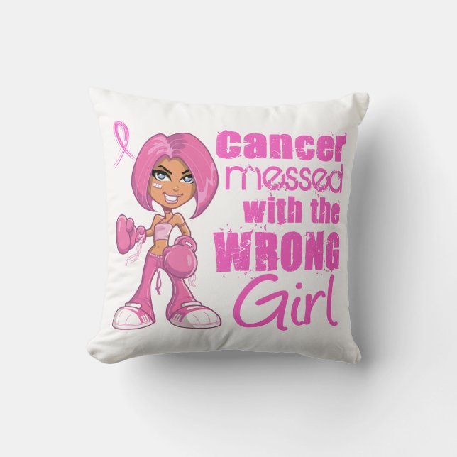 Breast Cancer Combat Girl 1 Throw Pillow (Front)