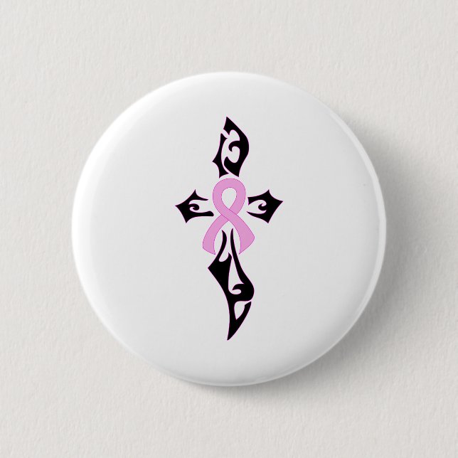 Breast Cancer Cross 2 Inch Round Button (Front)