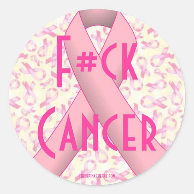 Breast Cancer "F*CK" Pink AwarenesRibbons Stickers (Front)