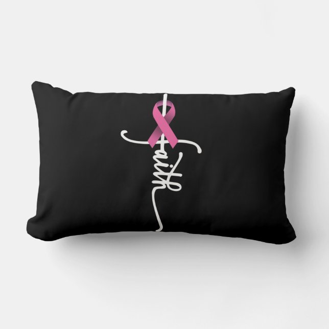 Breast Cancer Faith Breast Cancer Awareness Suppor Lumbar Pillow (Front)