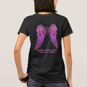 Breast Cancer Faith Hope Love Wings Awareness Back T-Shirt
