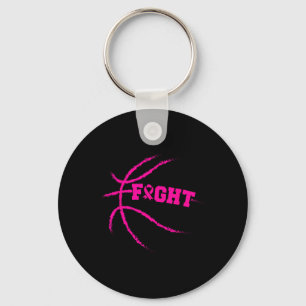 Breast Cancer Fight Basketball Player Pink Ribbon Keychain