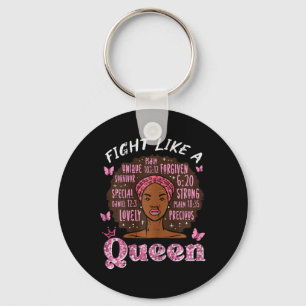 Breast Cancer Fight Like Queen Afro Survivor Aware Keychain