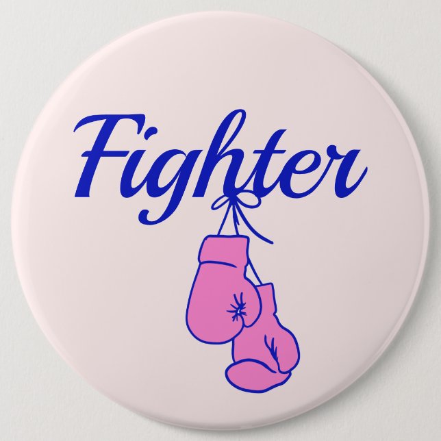 Breast Cancer Fighter Boxing Gloves 6 Inch Round Button (Front)