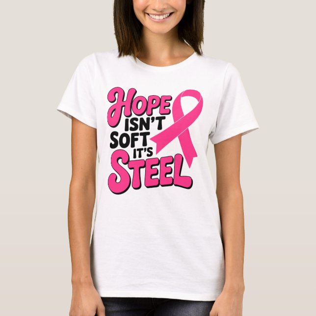 Breast Cancer Fighter Pink Ribbon Warrior Survivor T-Shirt (Front)
