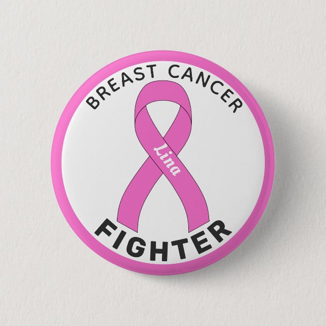 Breast Cancer Fighter Ribbon White Button (Front)